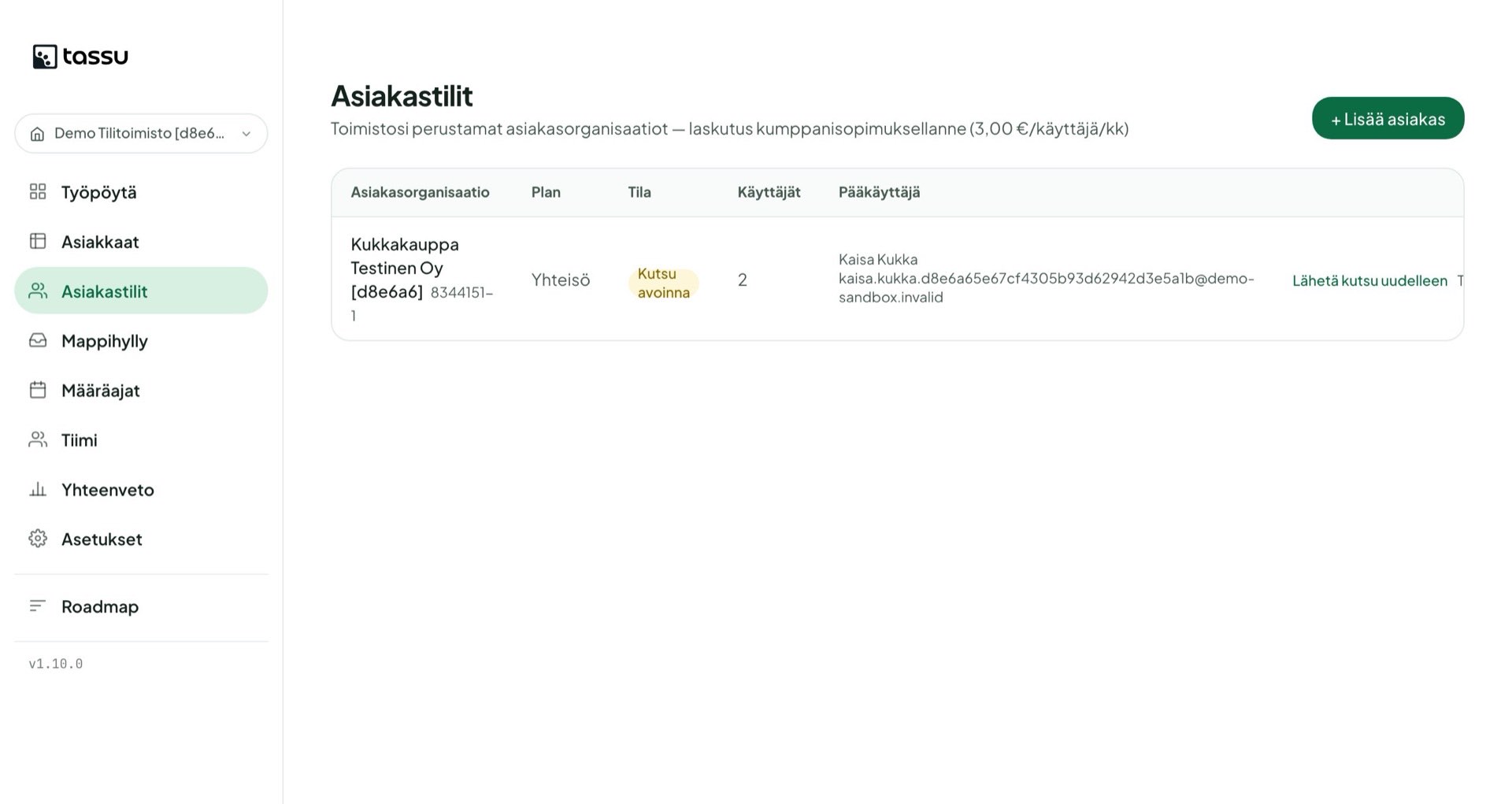 Asiakastilit: asiakasorganisaatioiden hallinta