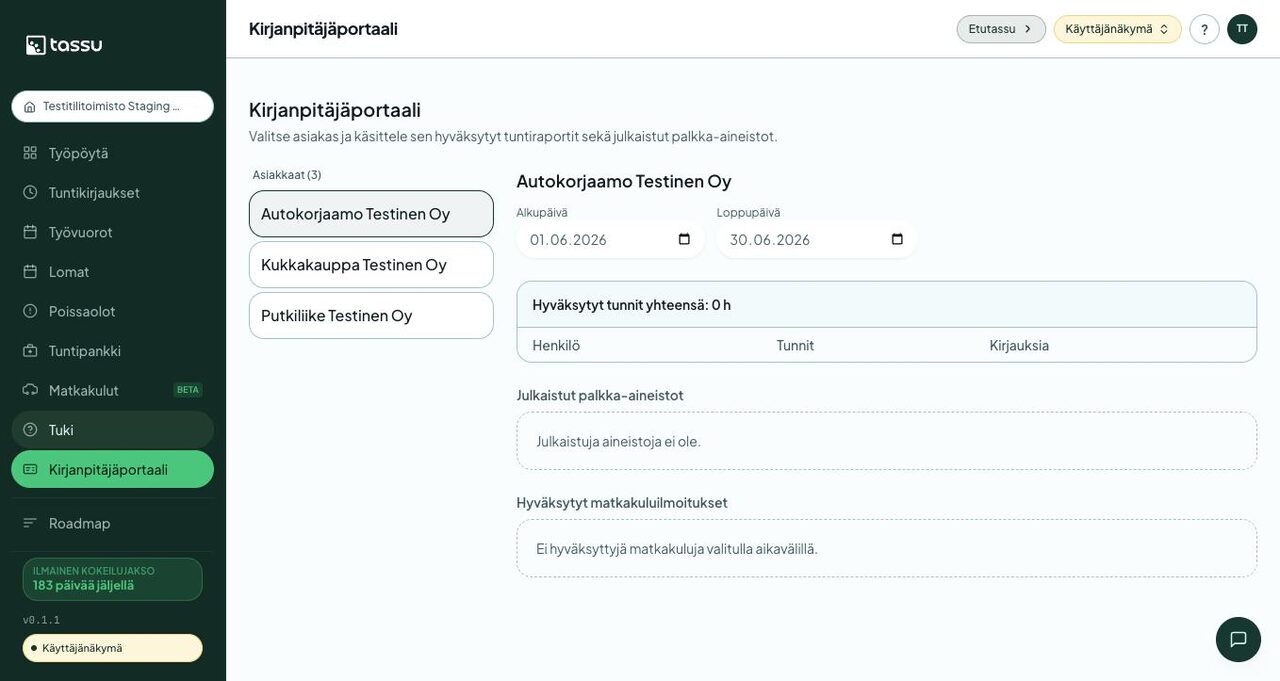 Kirjanpitäjäportaali: asiakkaiden aineistot